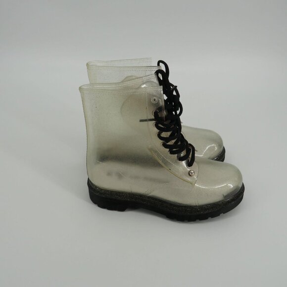 G Six Workshop Women's Ankle Boots Clear Gold Glitter 35 (4) NEW - Picture 3 of 5